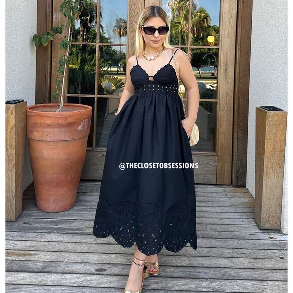 ZARA Embroidered Eyelet Midi Dress NWT LAST ONE!!! - Picture 1 of 16